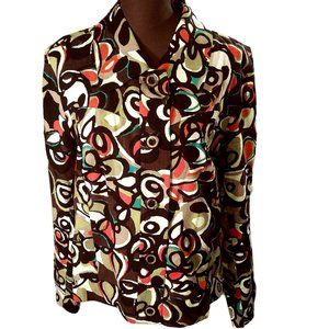 Art Print  Plus Size Blouse, Size L Blouse, RQT Blouse, Plus Size Top, Jacket